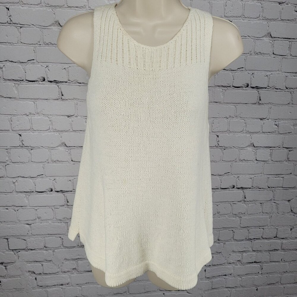 Madewell Cream Cotton Blend Knit Boho Sleeveless Sweater Tank Top Size XXS